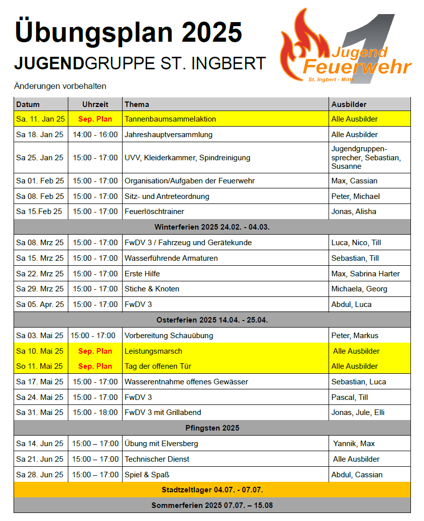 Dienstplan JF 20242
